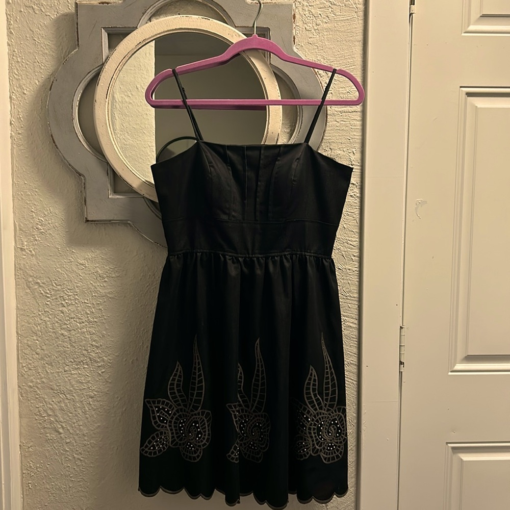 Oleg Cassini black embroidered cocktail dress. Fun and elegant at the same time!